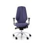 RH Logic 400 High Back Ergonomic Office Chair - navy, front view, with armrests and silver aluminium base