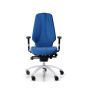 RH Logic 400 High Back Ergonomic Office Chair - royal blue, front view, with armrests and silver aluminium base