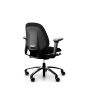 RH Mereo 200 Black Frame Ergonomic Office Chair - black, back angle view, with armrests and black base