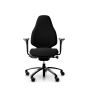 RH Mereo 220 Black Frame Ergonomic Office Chair - black, front view, with armrests and black base
