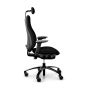 RH Mereo 220 Black Frame Ergonomic Office Chair - black, side view, with armrests & neckrest, and black base