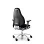 RH Mereo 220 Silver Frame Ergonomic Office Chair - black, back angle view, with armrests and silver base