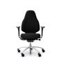 RH Mereo 220 Silver Frame Ergonomic Office Chair - black, front view, with armrests and silver base