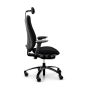 RH Mereo 300 Black Frame Ergonomic Office Chair - black, side view, with armrests & neckrest, and black base
