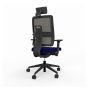 Toleo Mesh Back Navy Office Chair - backview with armrests, headrest and black mesh back
