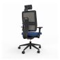 Toleo Mesh Back Royal Blue Office Chair - back view with armrests, headrest and black mesh back