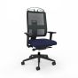 Toleo Mesh Back Navy Office Chair - front view with armrests, coat hanger and black mesh back