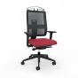 Toleo Mesh Back Red Office Chair - front view with armrests, coat hanger and black mesh back