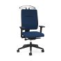 Toleo Upholstered Back Navy Office Chair - front view with armrests and coat hanger