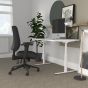 JOSHO Homeworker Electric Sit-Stand Desk - lifestyle shot - white desk and frame, side angle view, showing standing position