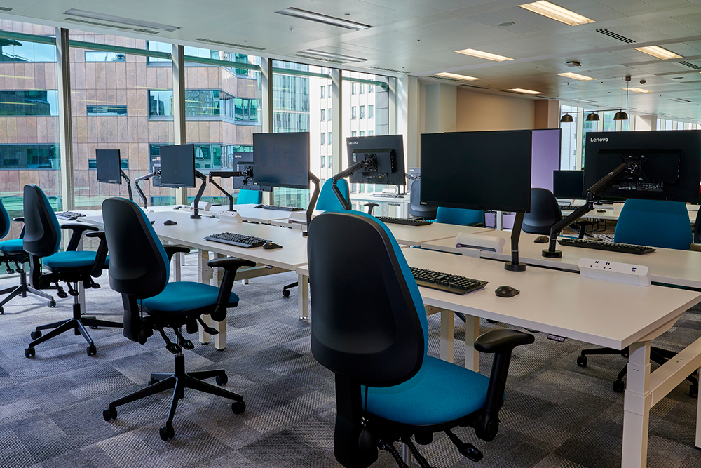 Task chairs in a large open plan office