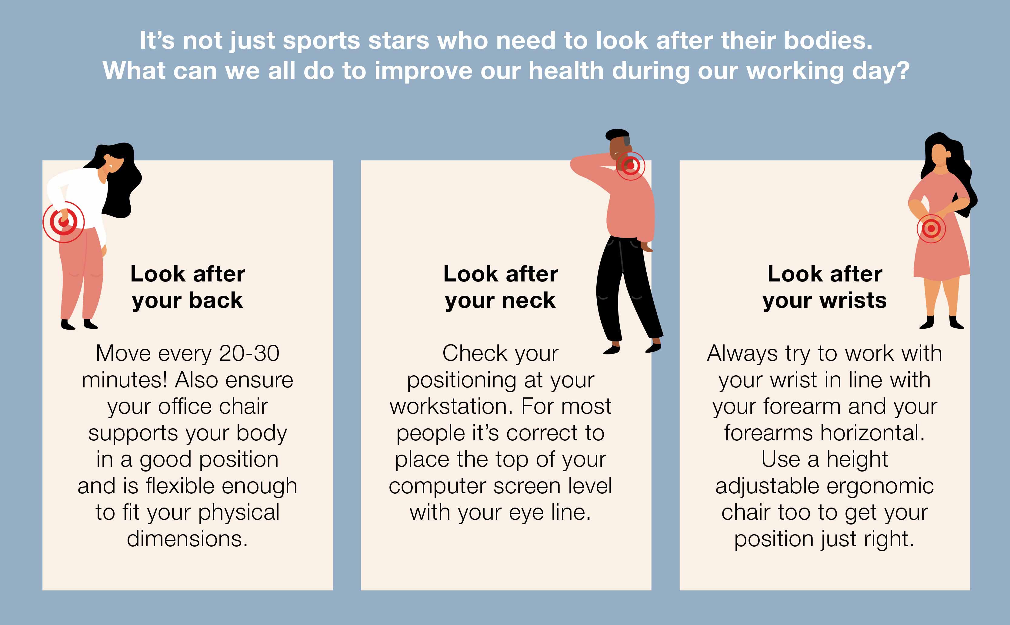 How to look after your back, neck and wrists at work