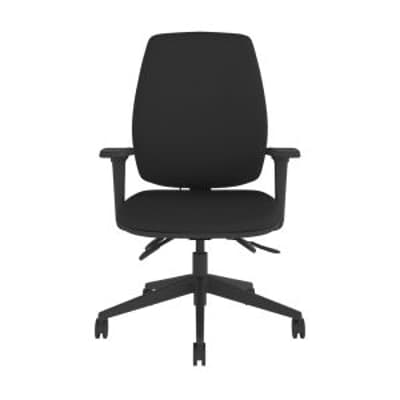 Positiv P-Sit High Back Ergonomic Chair - black, front view, with armrests