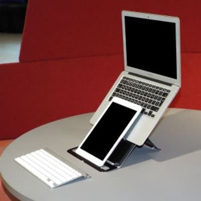 Go Mobile 10-13 Laptop Stand (Small, Silver), showing tablet holder