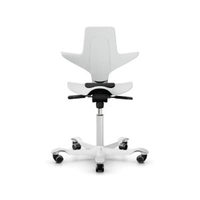 HÅG Capisco Puls 8010 Ergonomic Office Chair - white, front view, with white base
