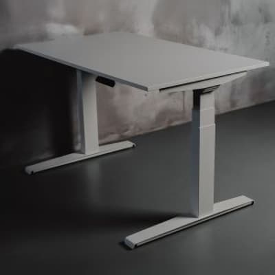JOSHO Homeworker Grey Electric Sit-Stand Desk - front angle view