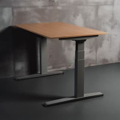 JOSHO Homeworker Natural Oak Electric Sit-Stand Desk - front angle view
