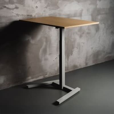 KOJI Natural Oak Electric Sit-Stand Desk - front angle view