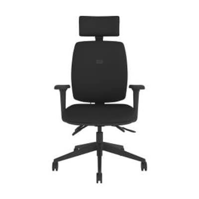Positiv P-Sit Medium Back Ergonomic Chair - black, front view, with armrests & headrest