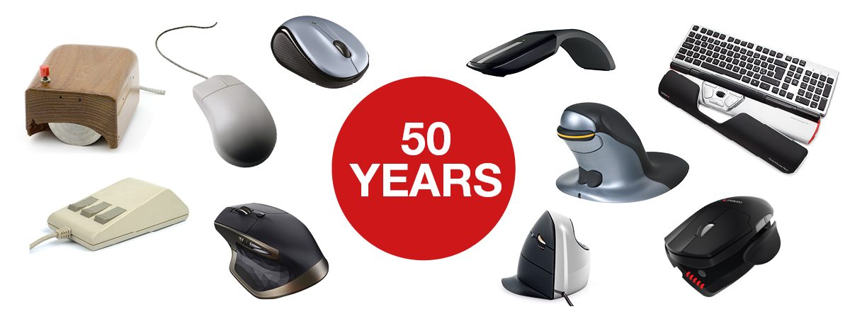 Selection of computer mice over the last 50 years