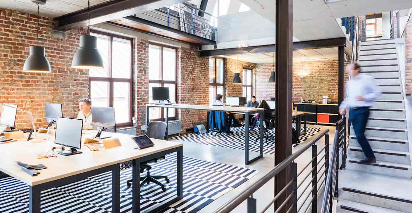 Open plan modern officem with shared desking