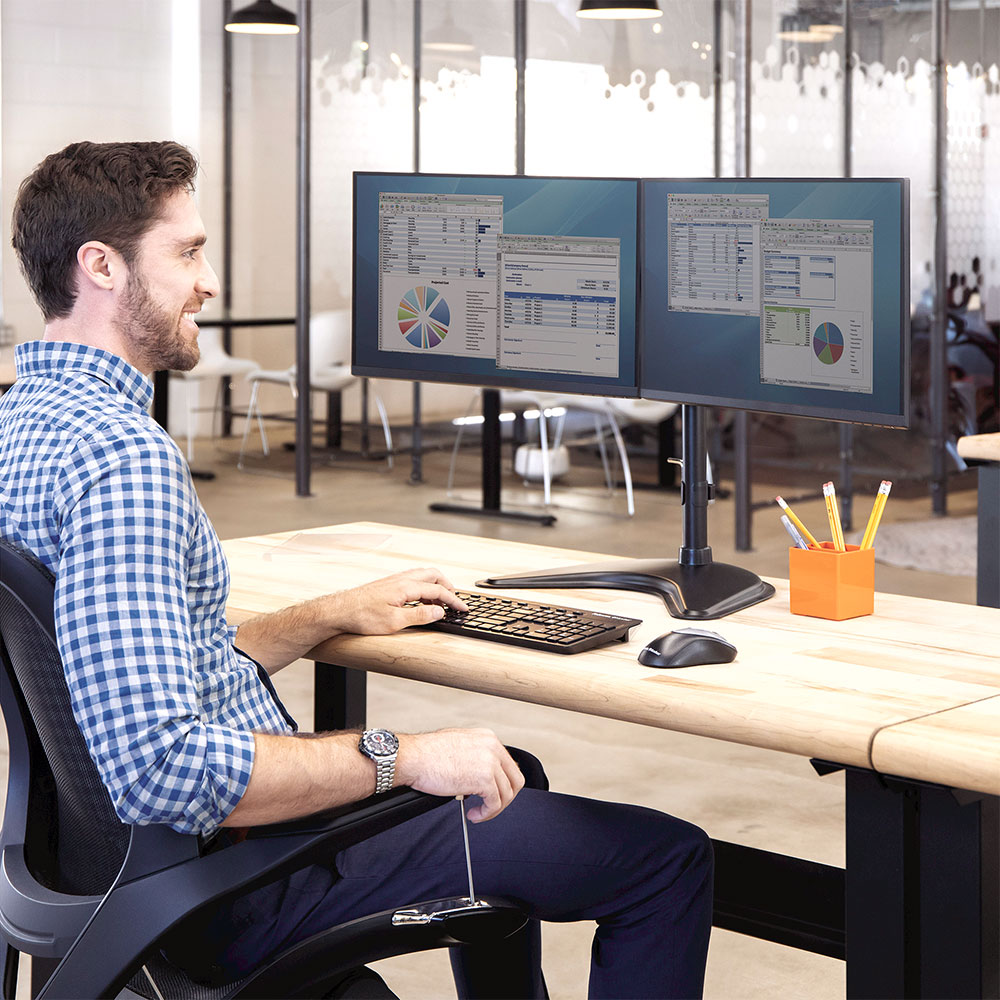 Seasa Freestanding Dual Horizontal Monitor Arm