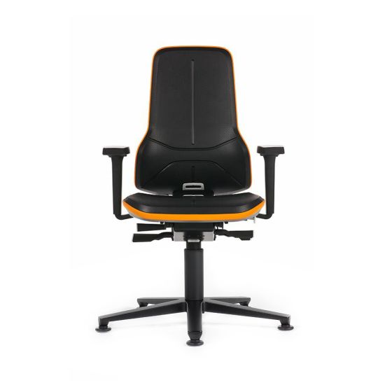 Bimos Neon - Standard Height (450-620 mm), Glides - front view, with armrests and orange flex strip