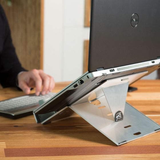 Ergo-Q 220 Laptop Stand - lifestyle shot, shown with laptop