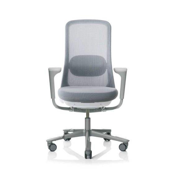 HAG SoFi 7520 Silver Frame Mesh High Back Task Chair - front view with arms