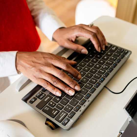 Posturite Number Slide Keyboard - lifestyle shot, shown in use