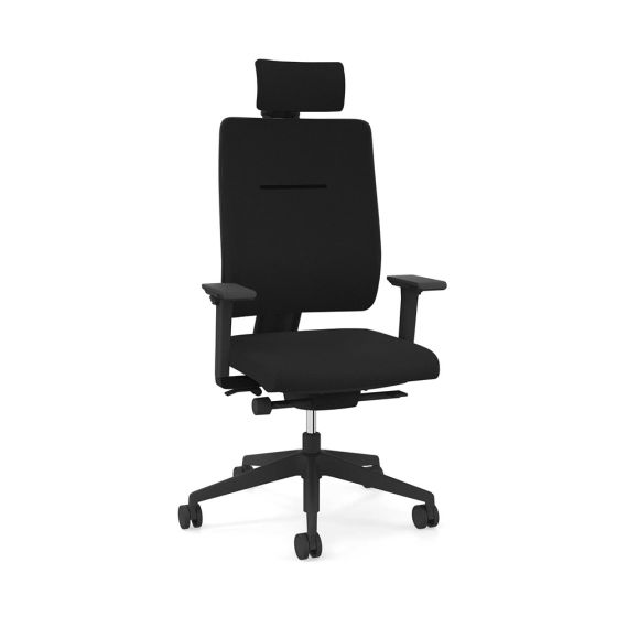 Toleo Upholstered Back Black Office Chair - front view with armrests and headrest