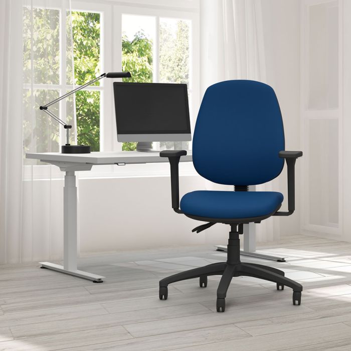 Homeworker Ergonomic Office Chair - lifestyle shot - royal blue, front angle view, with armrests