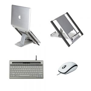 Slim Cool Laptop Stand, S-board 840 (Ergostars) Keyboard & Logitech M100 Mouse