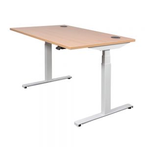 DeskRite 550 Electric Sit-Stand Desk - Maple/White - front angle view