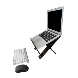 Go Eco Right Laptop Stand - front angle view, open - with laptop