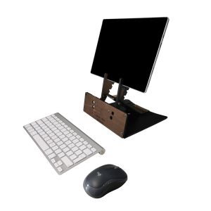 Go Eco Wave Tablet Stand - front angle view, open - with tablet