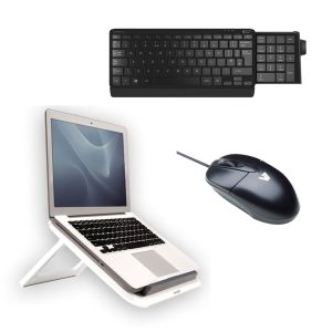 I-Spire Series™ Laptop Quick Lift, Number Slide Keyboard & V7 Optical Mouse