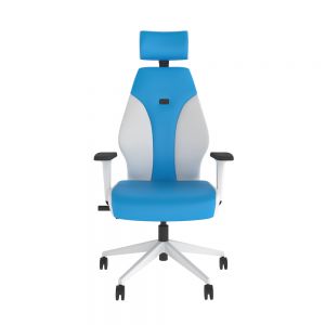 PlayaOne White/Azure Gaming Chair - front view