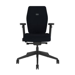 Positiv Plus (medium back) Ergonomic Office Chair - black, front view, with armrests