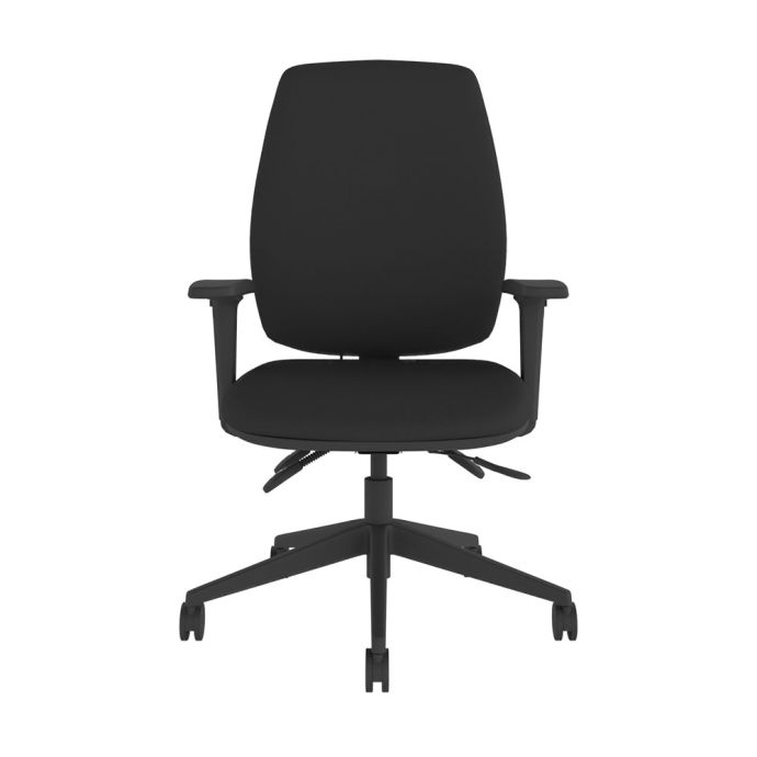 Positiv P-Sit High Back Ergonomic Chair - black, front view, with armrests