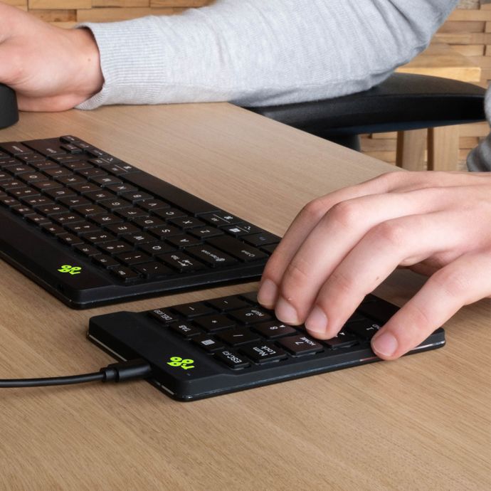 R-Go Numpad Break Numeric Keypad (Wired, Black) - lifestyle shot, back angle view