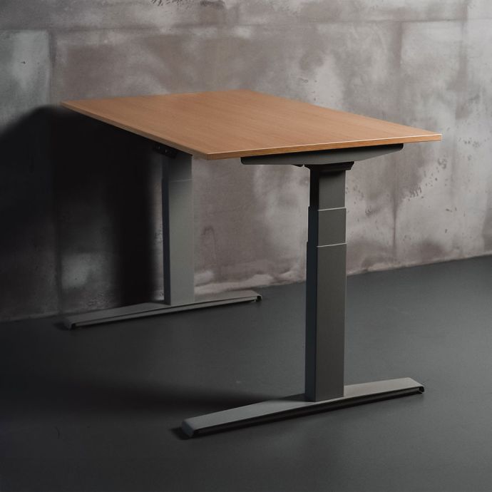 JOSHO Homeworker Natural Oak Electric Sit-Stand Desk - front angle view
