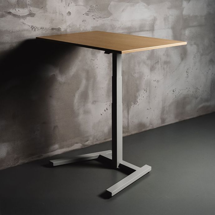 KOJI Natural Oak Electric Sit-Stand Desk - front angle view