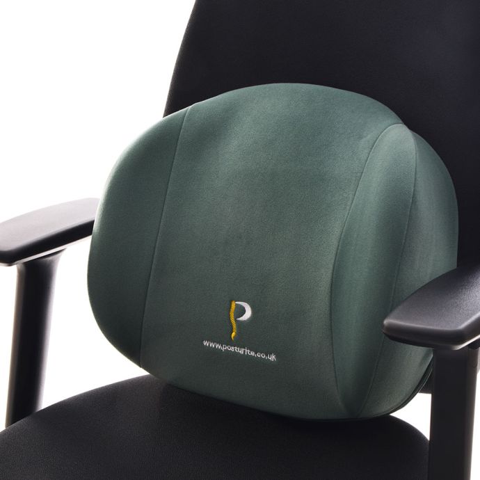 Posturite Back Support - close up, shown on an ergonomic chair