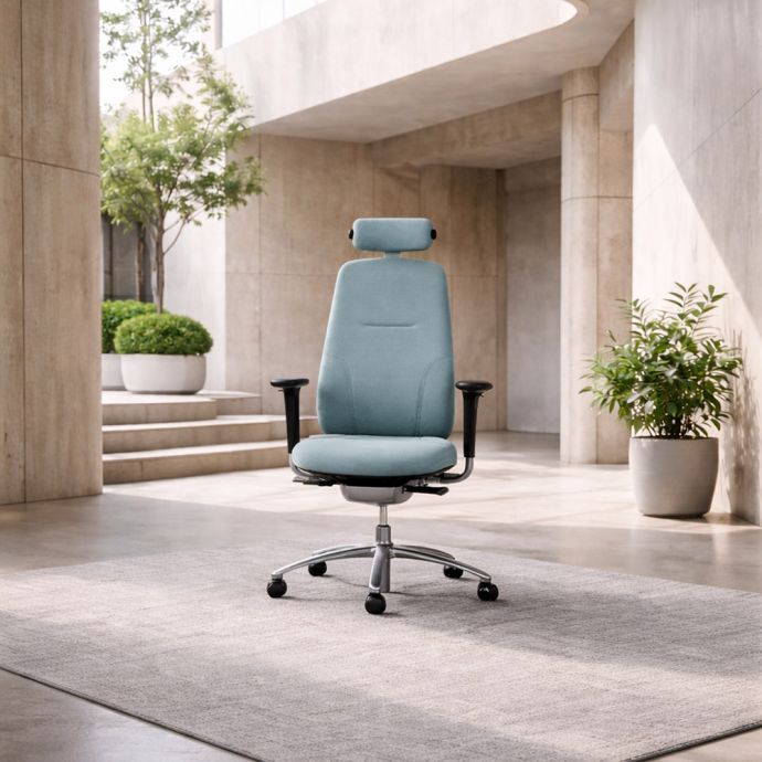 RH New Logic 220 High Back Glacier Blue Office Chair - lifestyle shot