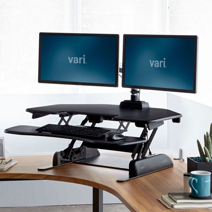 VariDesk® Cube Corner® 36 - raised side angle view