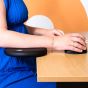 R-Go Split Armrest - lifestyle shot, showing close up of right padded armrest in use