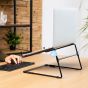 R-Go Steel Office Laptop Stand - lifestyle shot with laptop, separate keyboard and mouse
