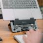 Ergo-Q Hybrid Pro Laptop/Tablet Stand - lifestyle shot, showing close up of the stand