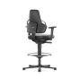 Bimos ESD Nexxit - Draughtsman (570-820 mm), Permanent Contact Back, Footring, ESD Glides - back angle view, with armrests